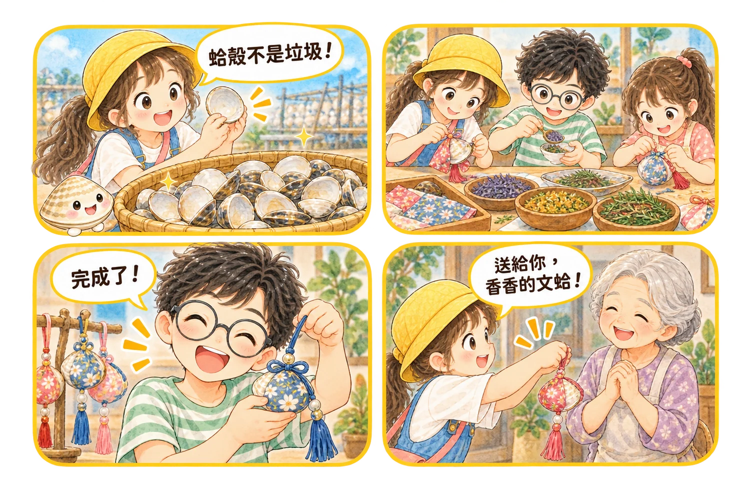 蛤殼變身藝術家 四格漫畫